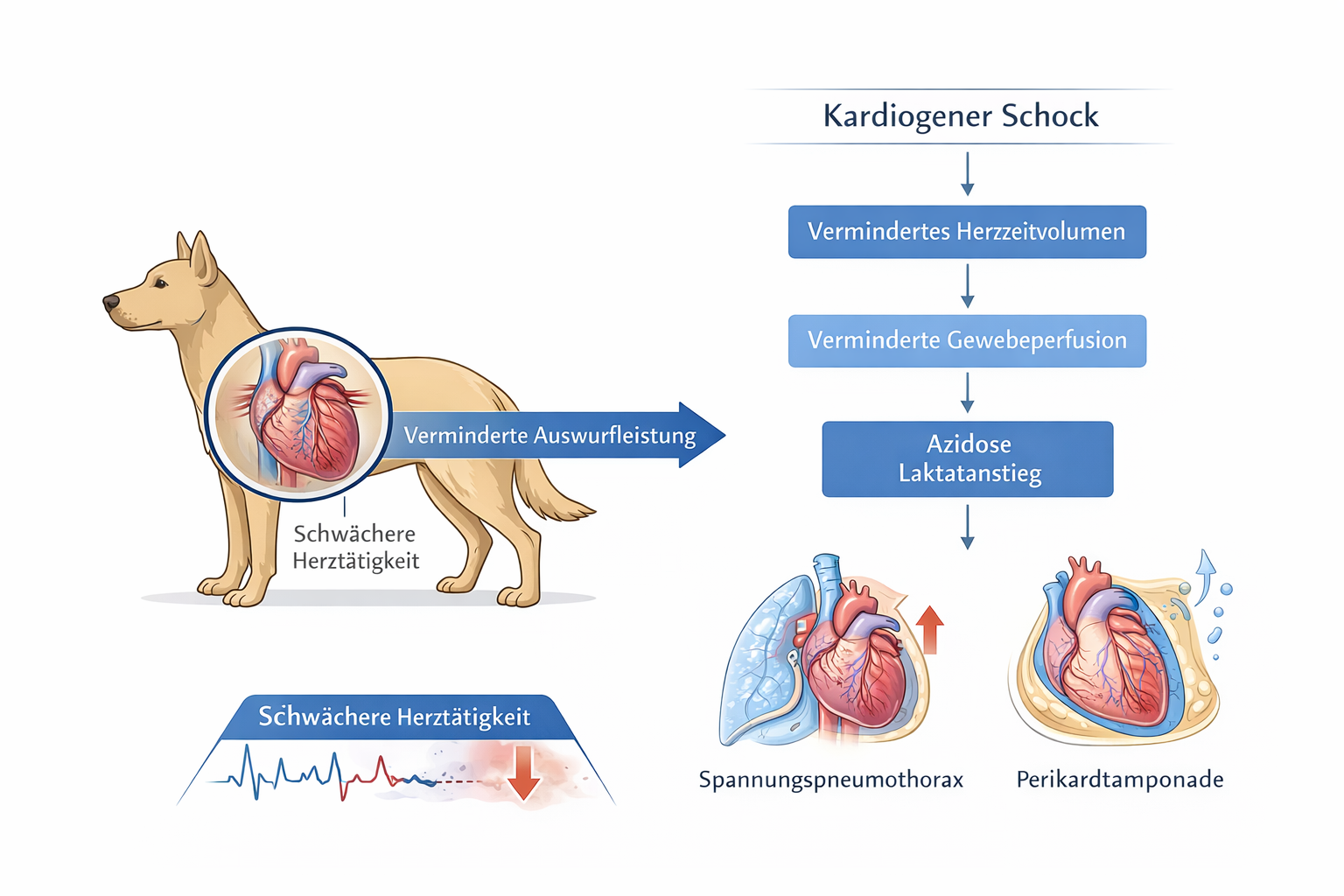 Kardiogener/obstruktiver Schock beim Hund &ndash; Lehrgrafik